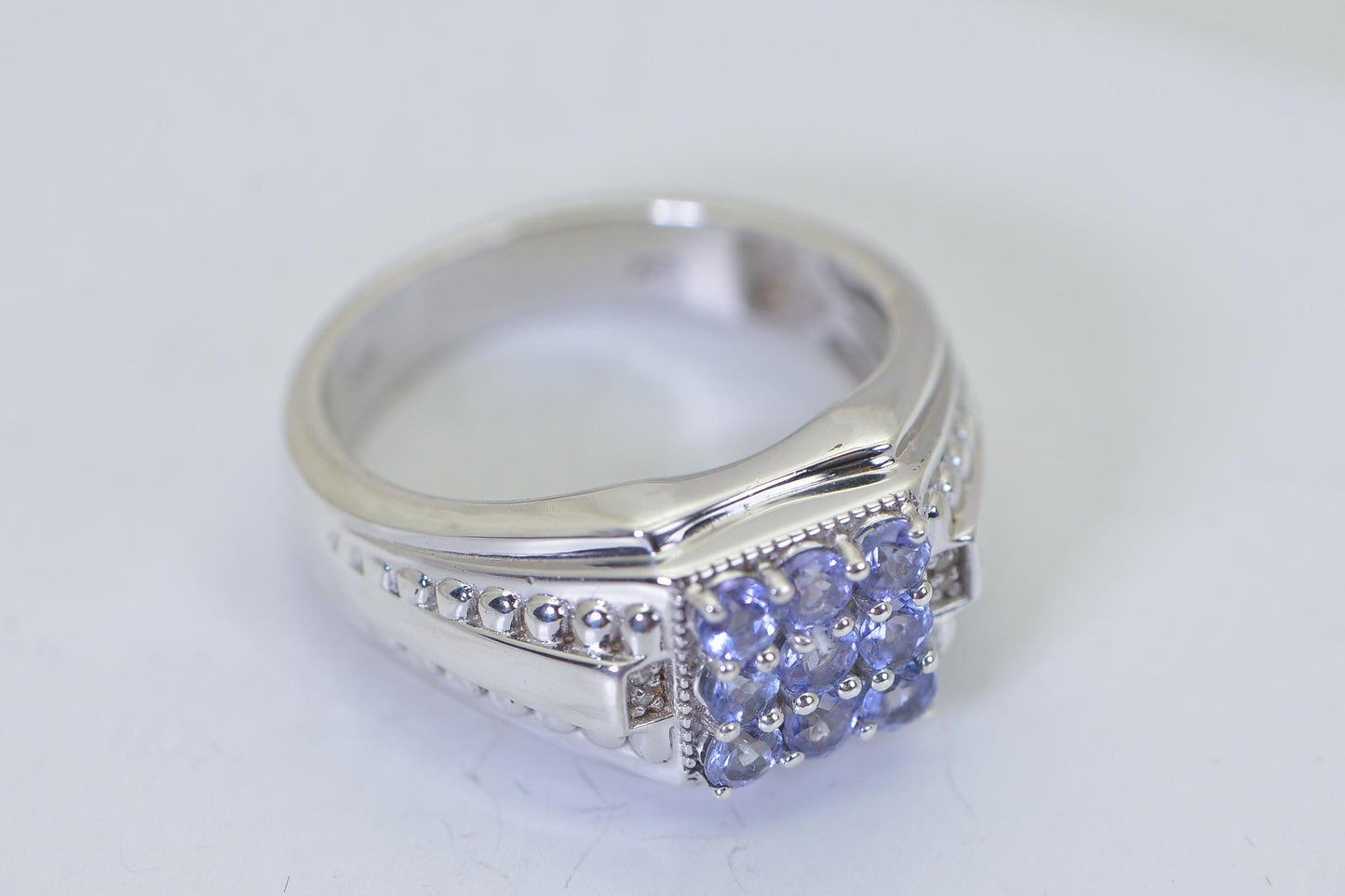 Large Tanzanite Ring For Men Massive Sterling Silver Bolt Ring with Natural Tanzanite Anniversary gift Husband