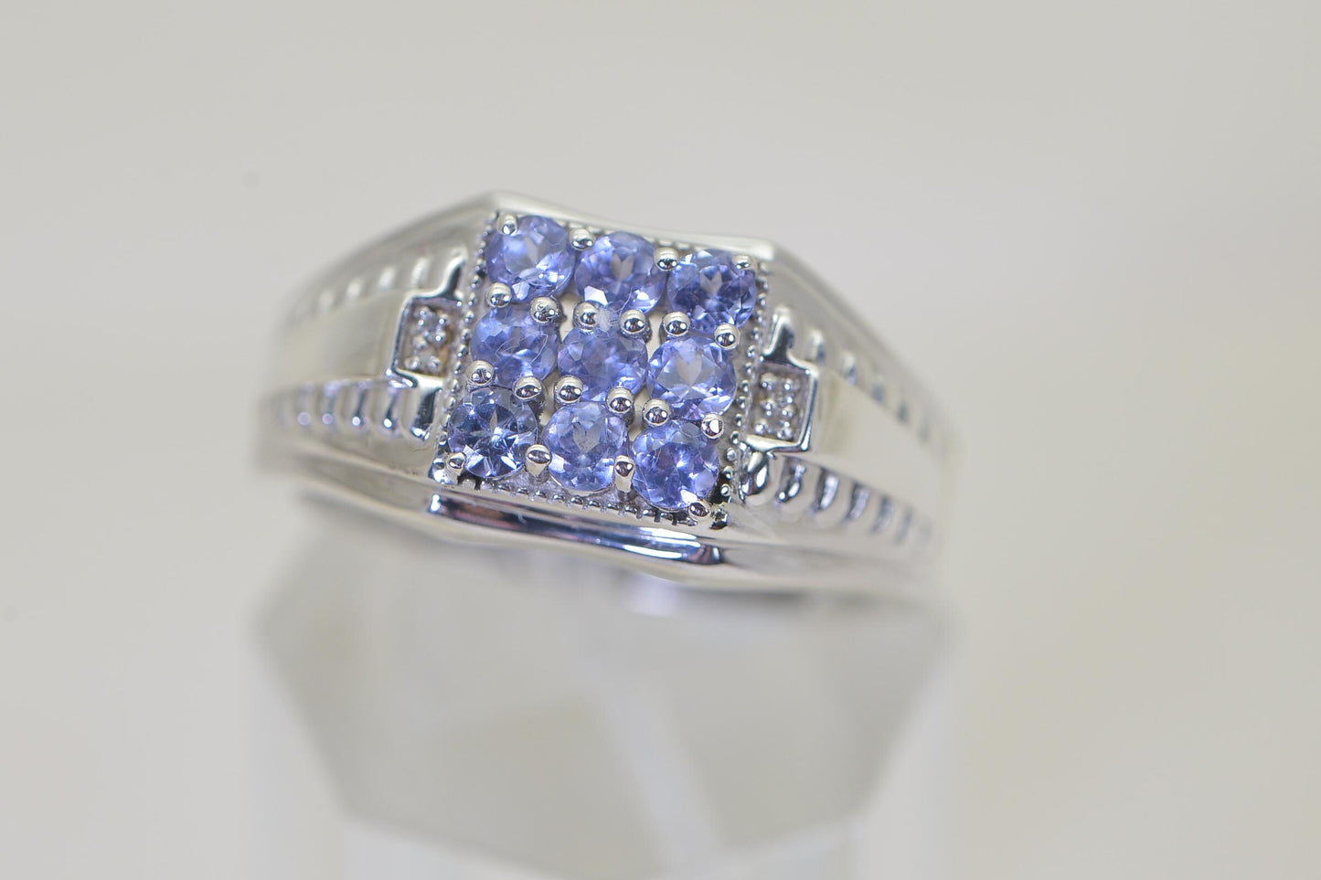 Large Tanzanite Ring For Men Massive Sterling Silver Bolt Ring with Natural Tanzanite Anniversary gift Husband