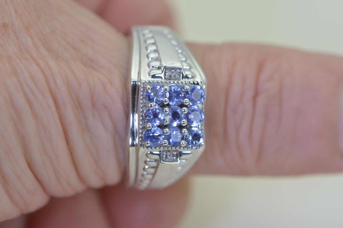 Large Tanzanite Ring For Men Massive Sterling Silver Bolt Ring with Natural Tanzanite Anniversary gift Husband