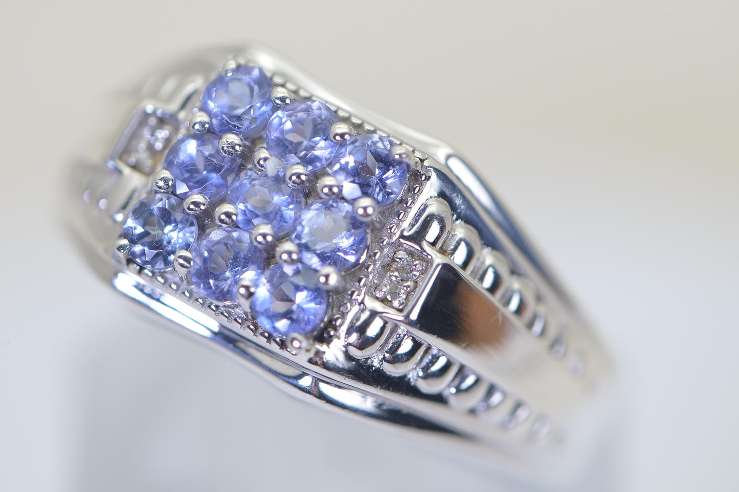 Large Tanzanite Ring For Men Massive Sterling Silver Bolt Ring with Natural Tanzanite Anniversary gift Husband