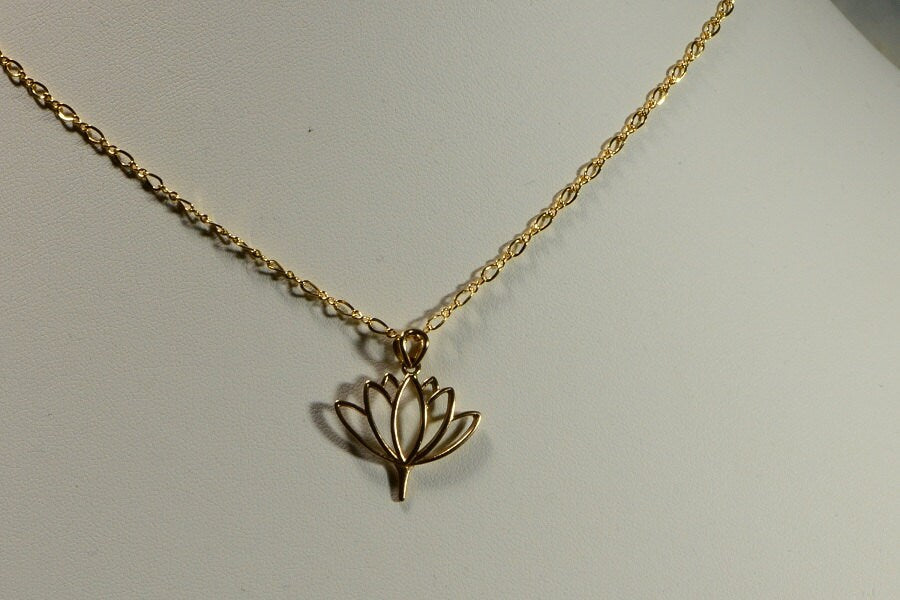 Lotos pendant 14K gold filled necklace Gold Jewelry