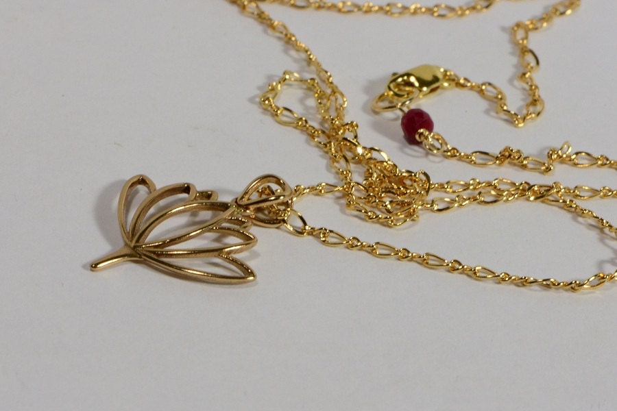 Lotos pendant 14K gold filled necklace Gold Jewelry