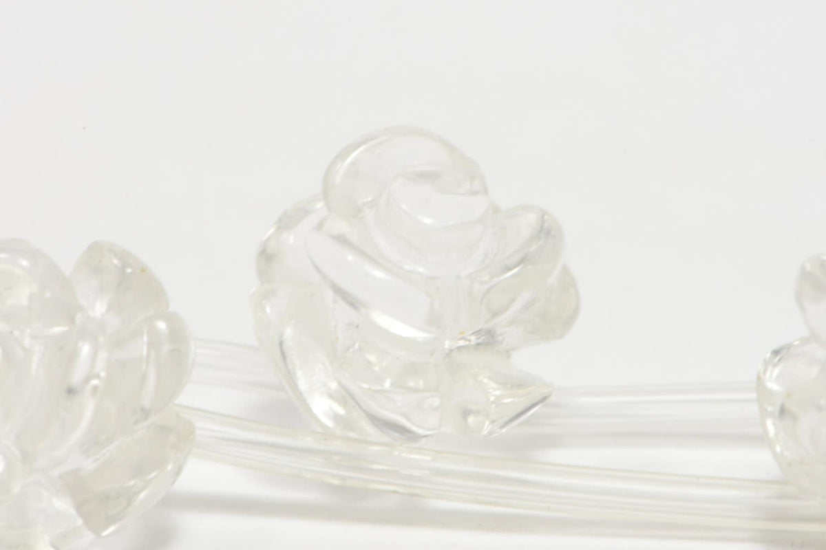 Clear Quartz 10mm 2 Beads Carved Rose  Natural Gemstone Bead Jewelry Making Supplies