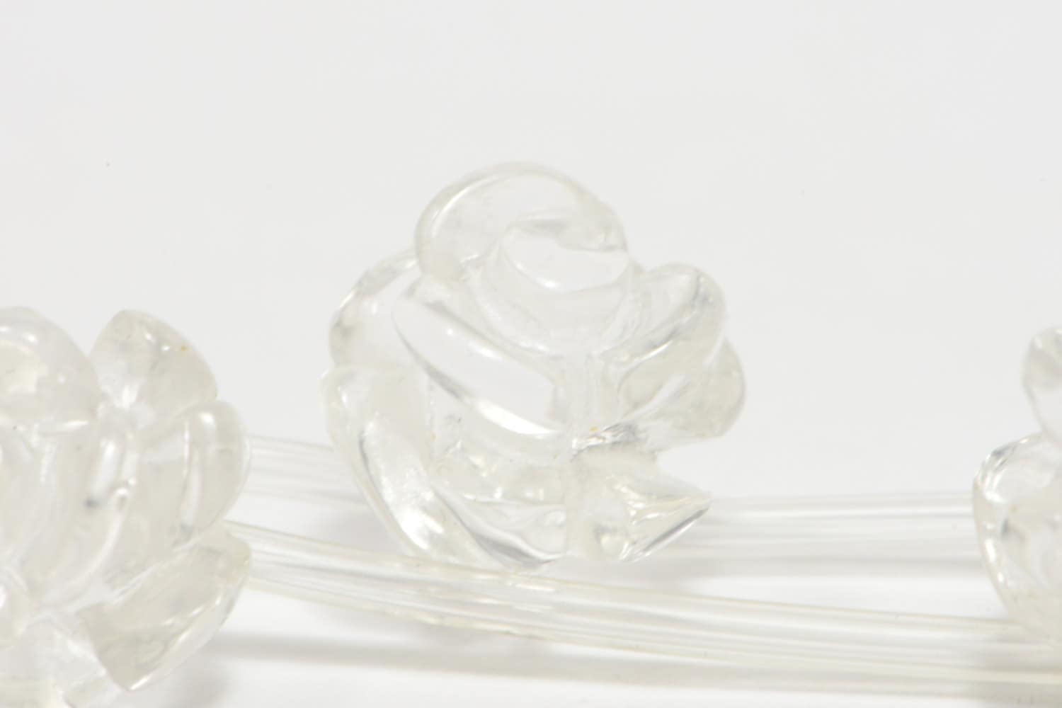 Clear Quartz 10mm 2 Beads Carved Rose  Natural Gemstone Bead Jewelry Making Supplies