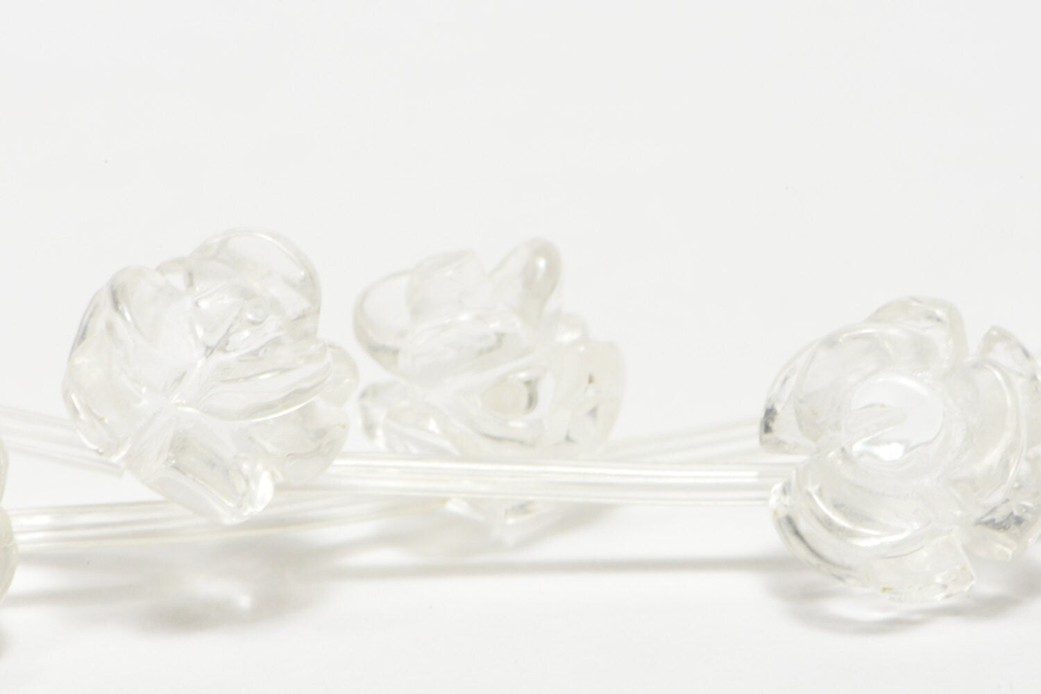 Clear Quartz 10mm 2 Beads Carved Rose  Natural Gemstone Bead Jewelry Making Supplies