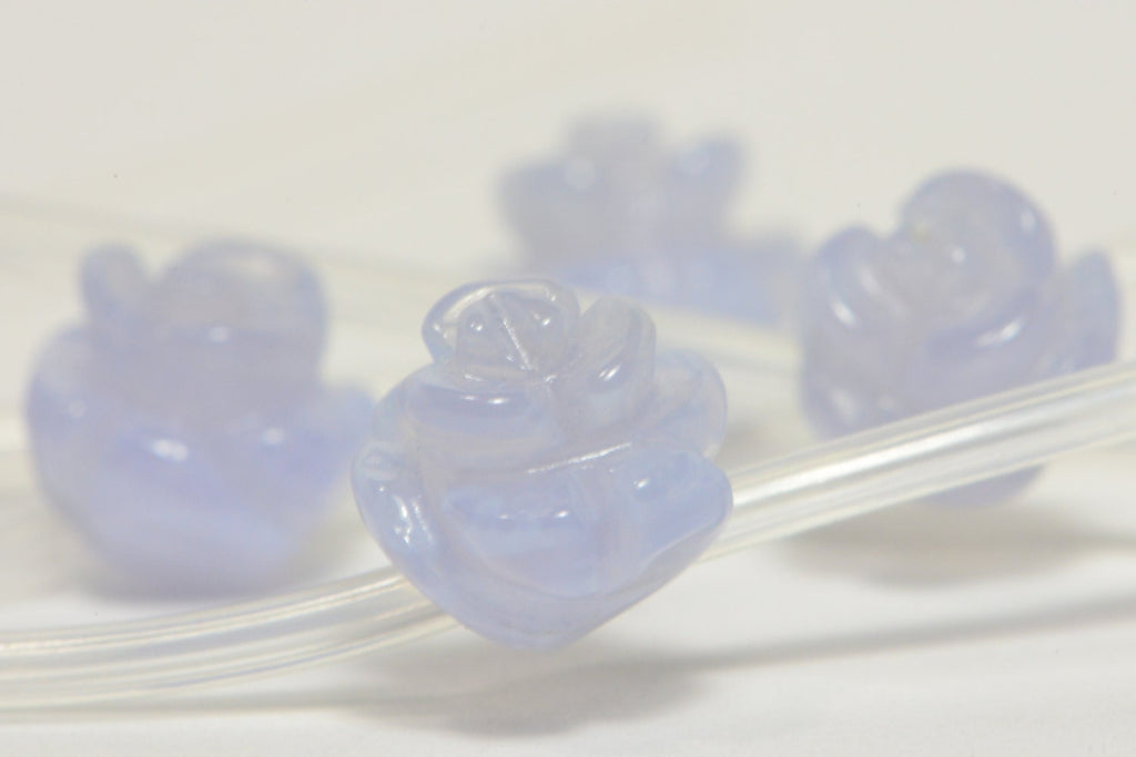 Blue Lace Agate Carved Rose Beads: Natural Gemstone, 8mm (2 Beads)