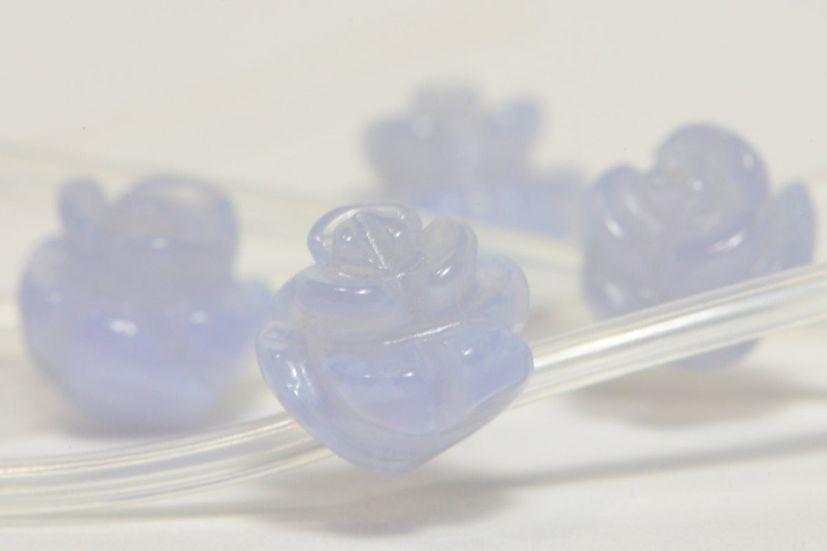 Blue Lace Agate Carved Rose Beads: Natural Gemstone, 8mm (2 Beads)