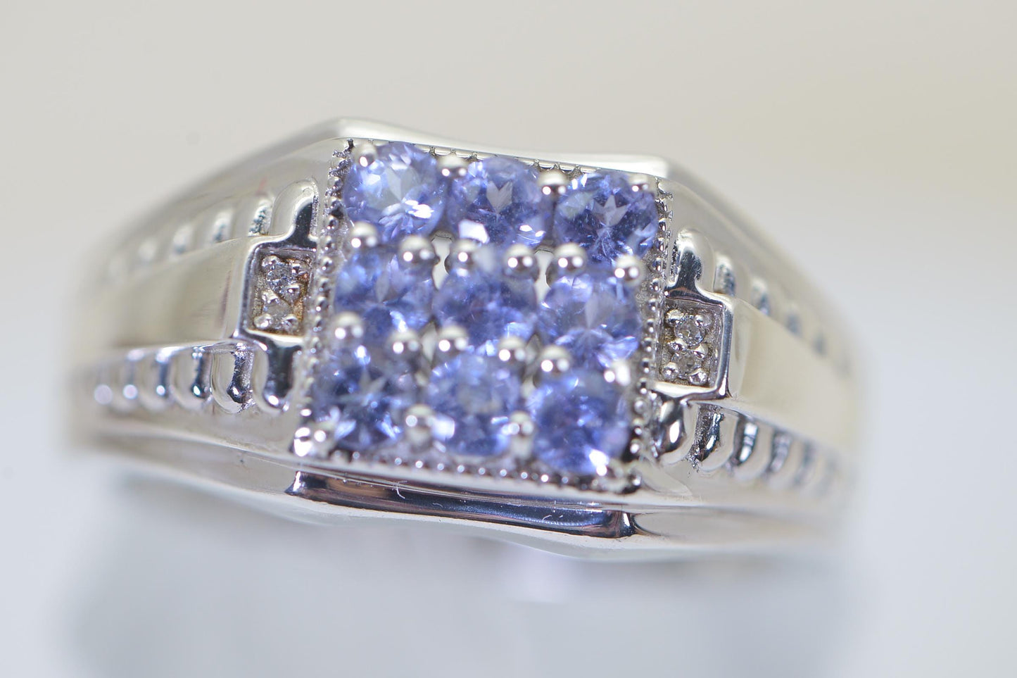 Large Tanzanite Ring For Men Massive Sterling Silver Bolt Ring with Natural Tanzanite Anniversary gift Husband
