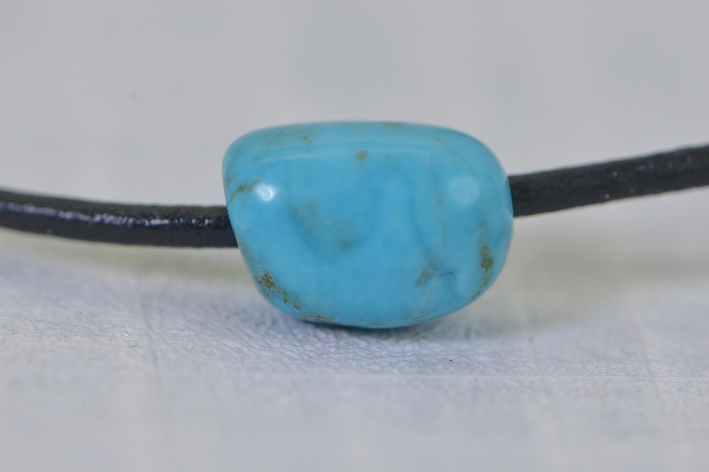 Sleeping Beauty Turquoise Necklace: Raw Stone, Black Leather Cord