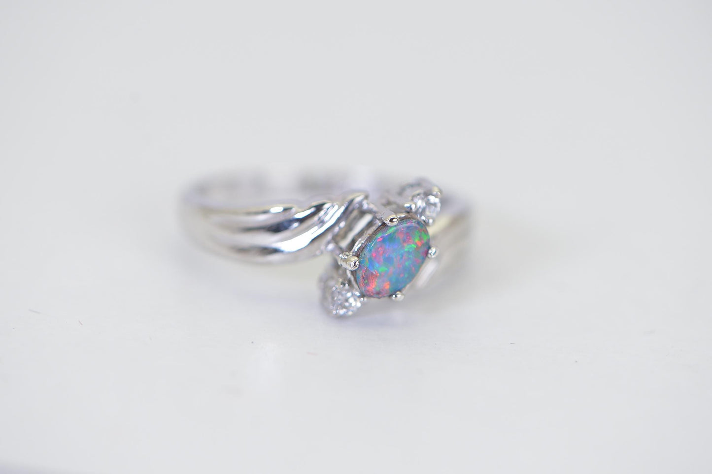 Natural Australian Doublet Opal Ring • Oval Boulder Opal • AAA Gemstone • Sterling Silver CZ Ring • Minimalist Opal Jewelry