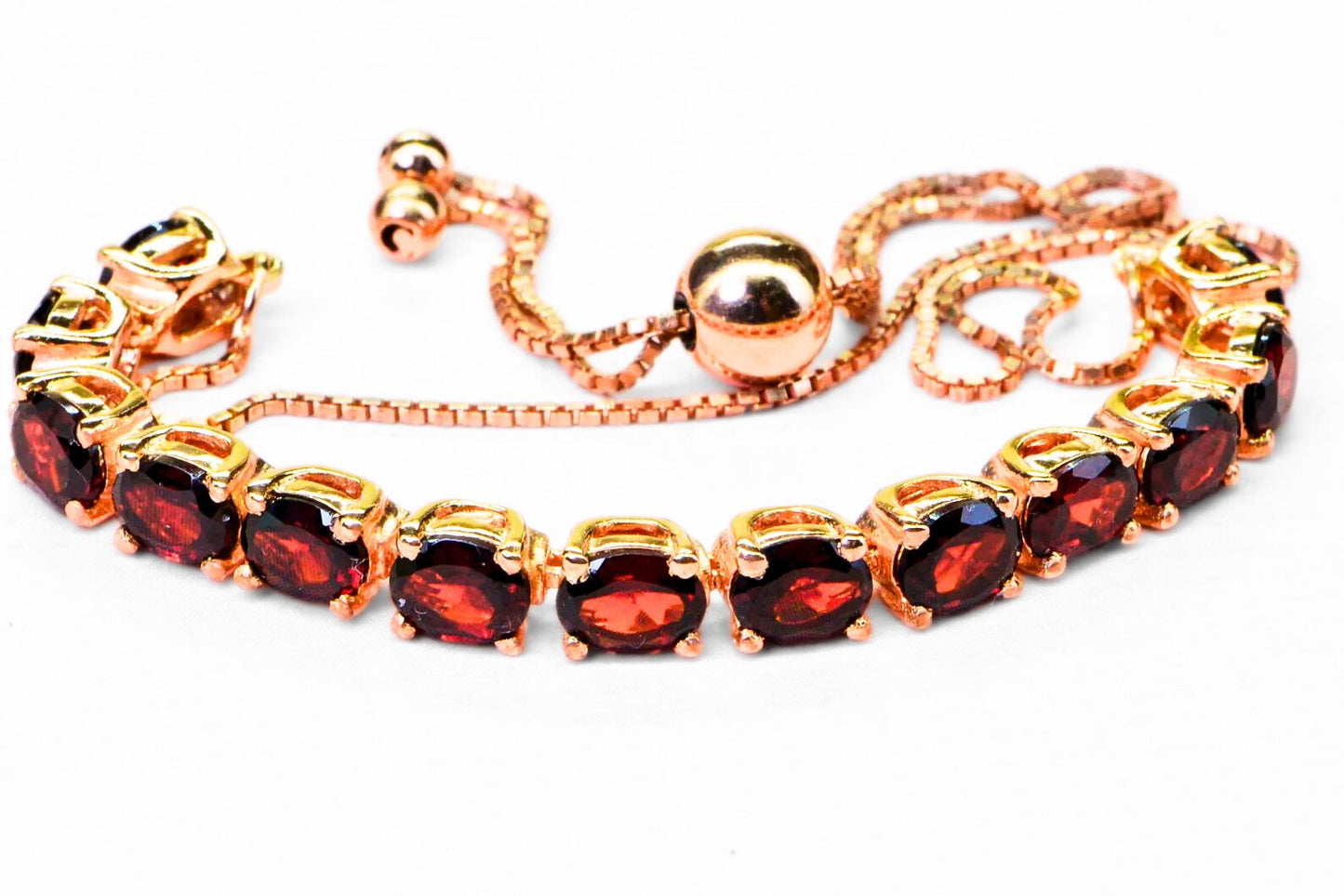 Rhodolite Garnet Bracelet • Rose Gold over Sterling Silver • Handmade Stackable Bracelet • Genuine Garnet Jewelry • Gift for Her