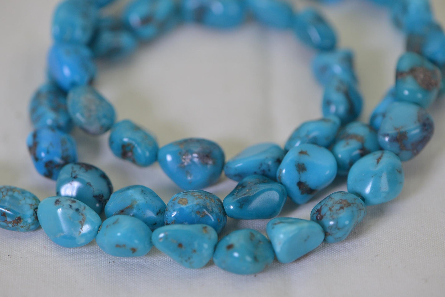 Natural Kingman Turquoise Nugget Beads – Deep Blue Freeform 10mm Strand | Arizona Gemstone