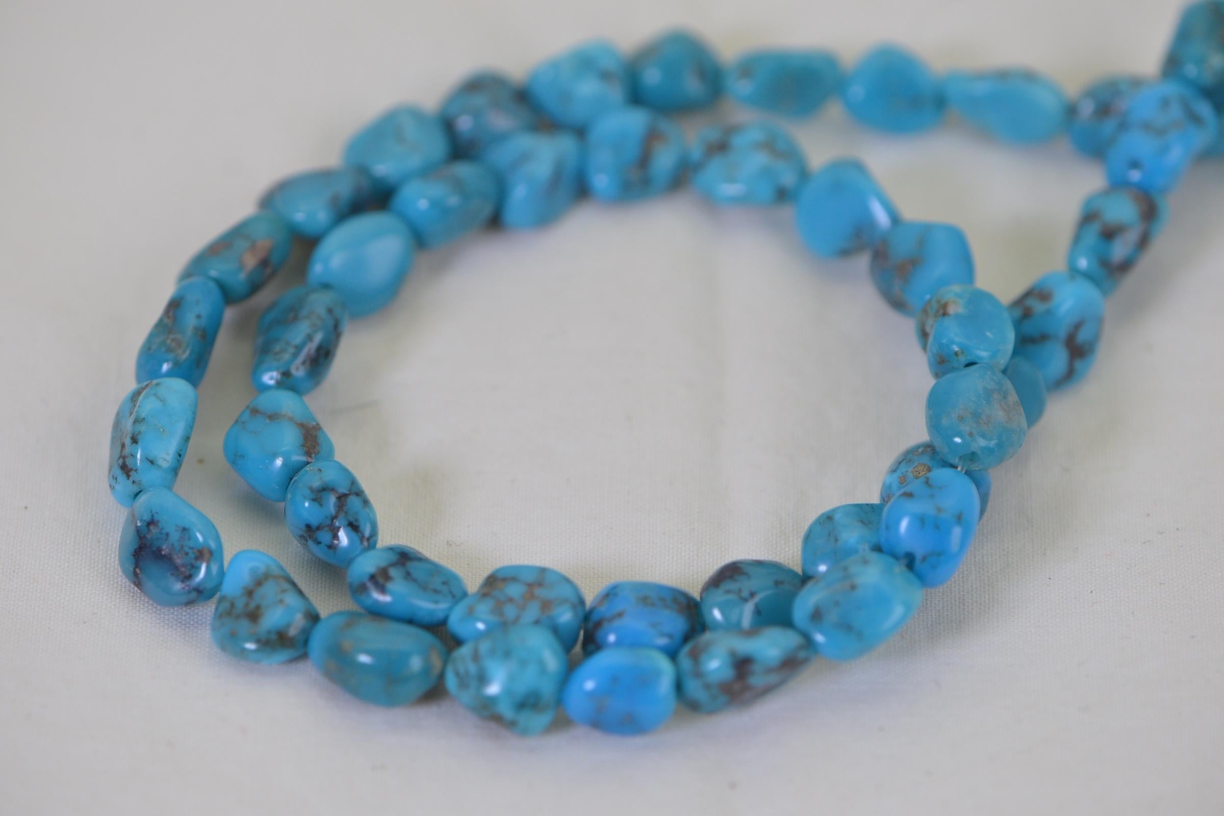 Natural Kingman Turquoise Nugget Beads – Deep Blue Freeform 10mm Strand | Arizona Gemstone