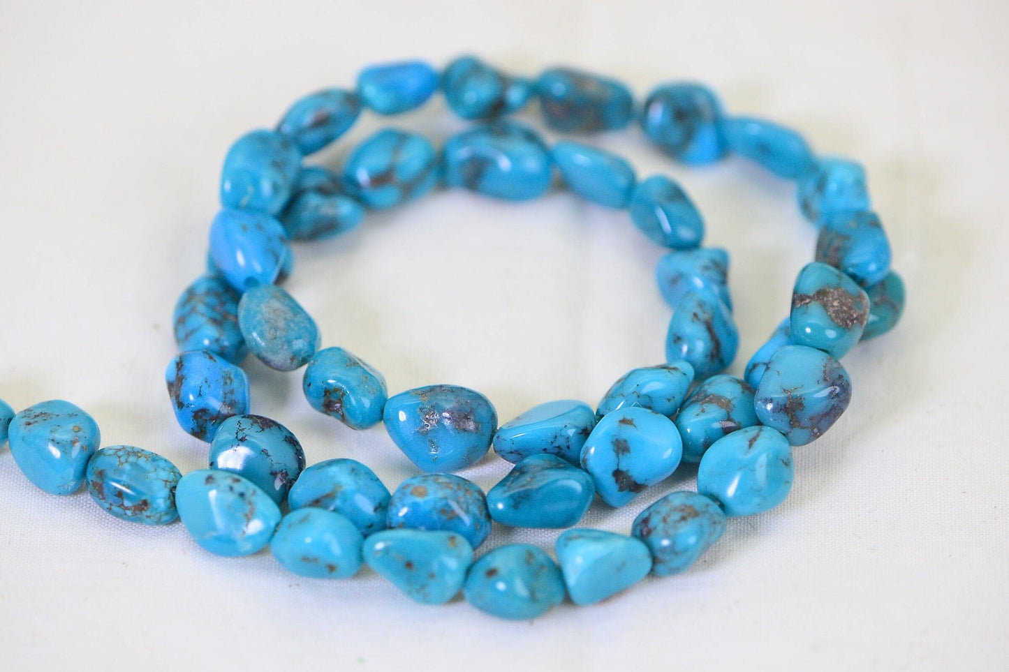 Natural Kingman Turquoise Nugget Beads – Deep Blue Freeform 10mm Strand | Arizona Gemstone