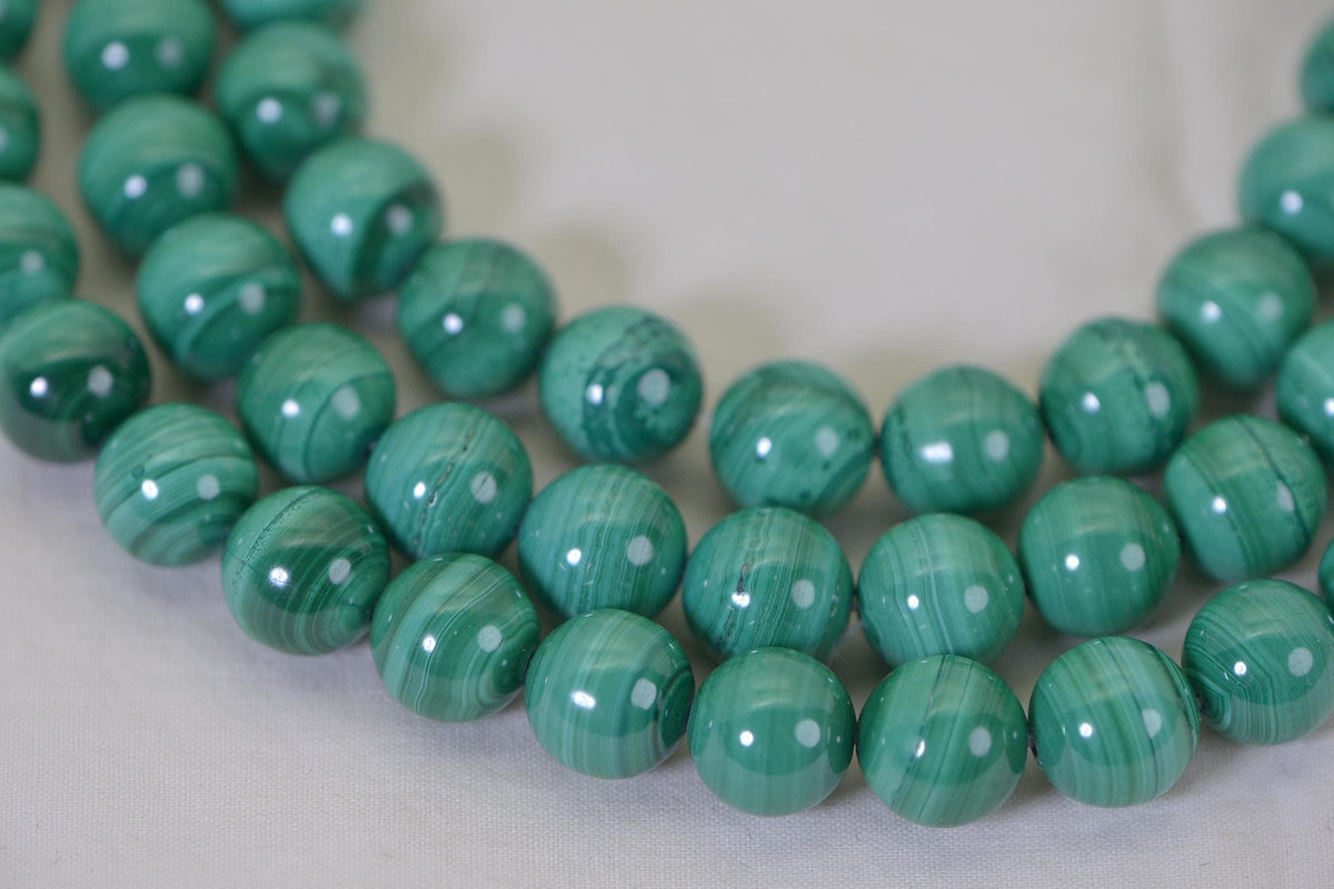 Natural Malachite 10mm Gemstone Beads: Jewelry Making Supplies