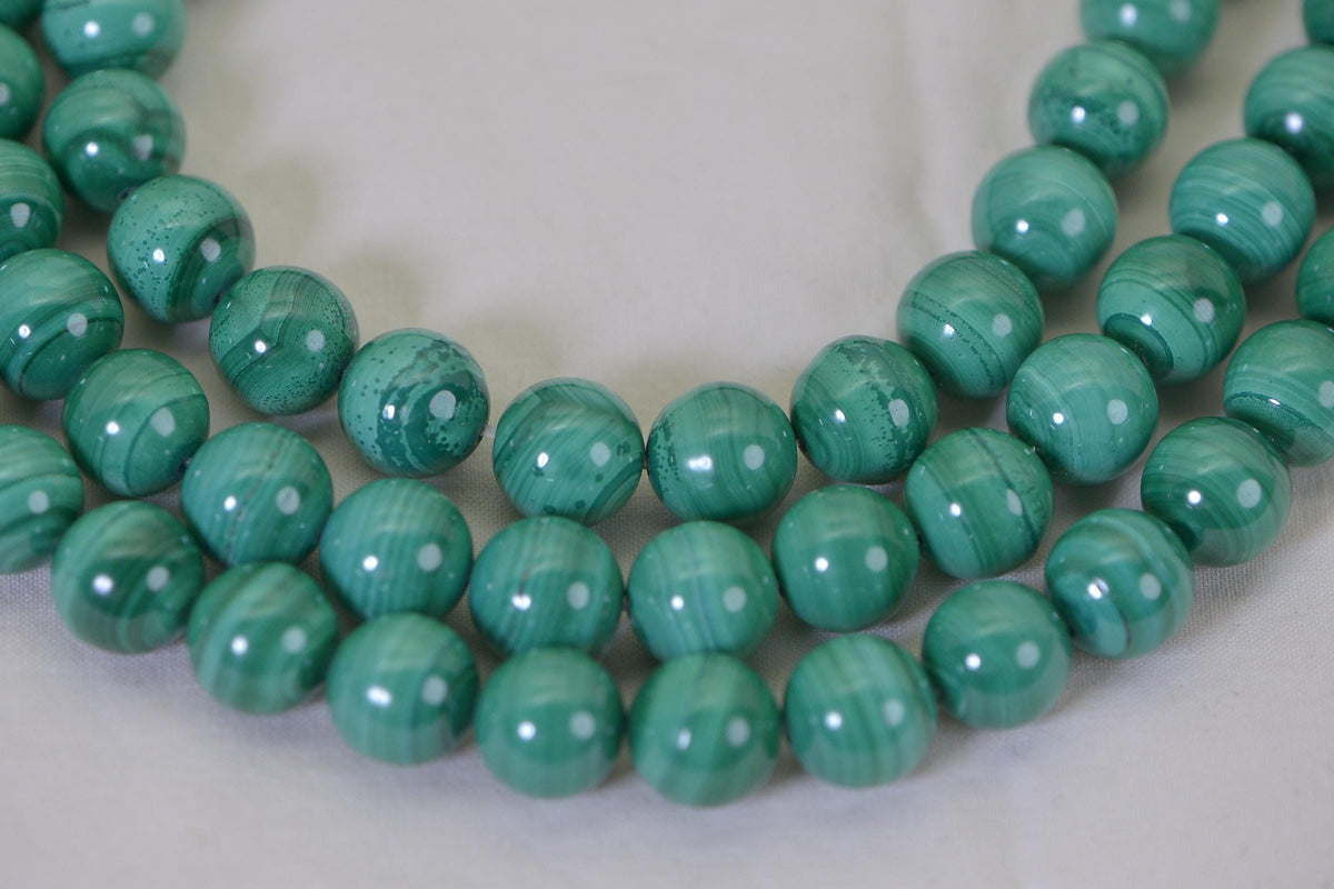 Natural Malachite 10mm Gemstone Beads: Jewelry Making Supplies