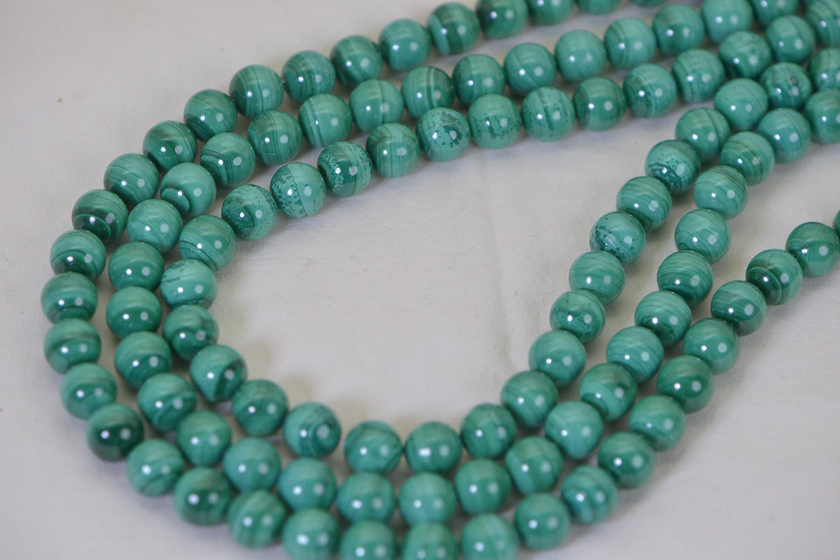 Natural Malachite 10mm Gemstone Beads: Jewelry Making Supplies