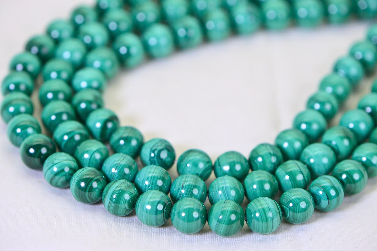 Natural Malachite 10mm Gemstone Beads: Jewelry Making Supplies