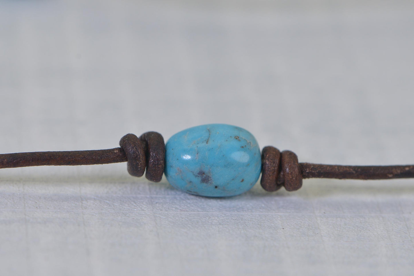 Sleeping Beauty Turquoise Necklace: Raw Stone, Black Leather Cord