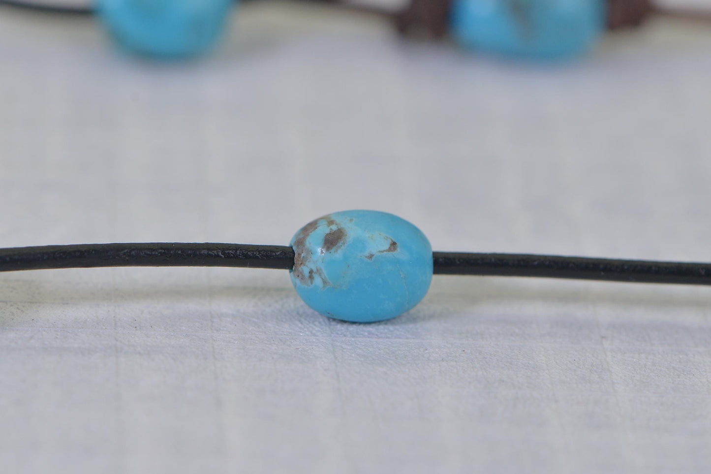 Sleeping Beauty Turquoise Necklace: Raw Stone, Black Leather Cord
