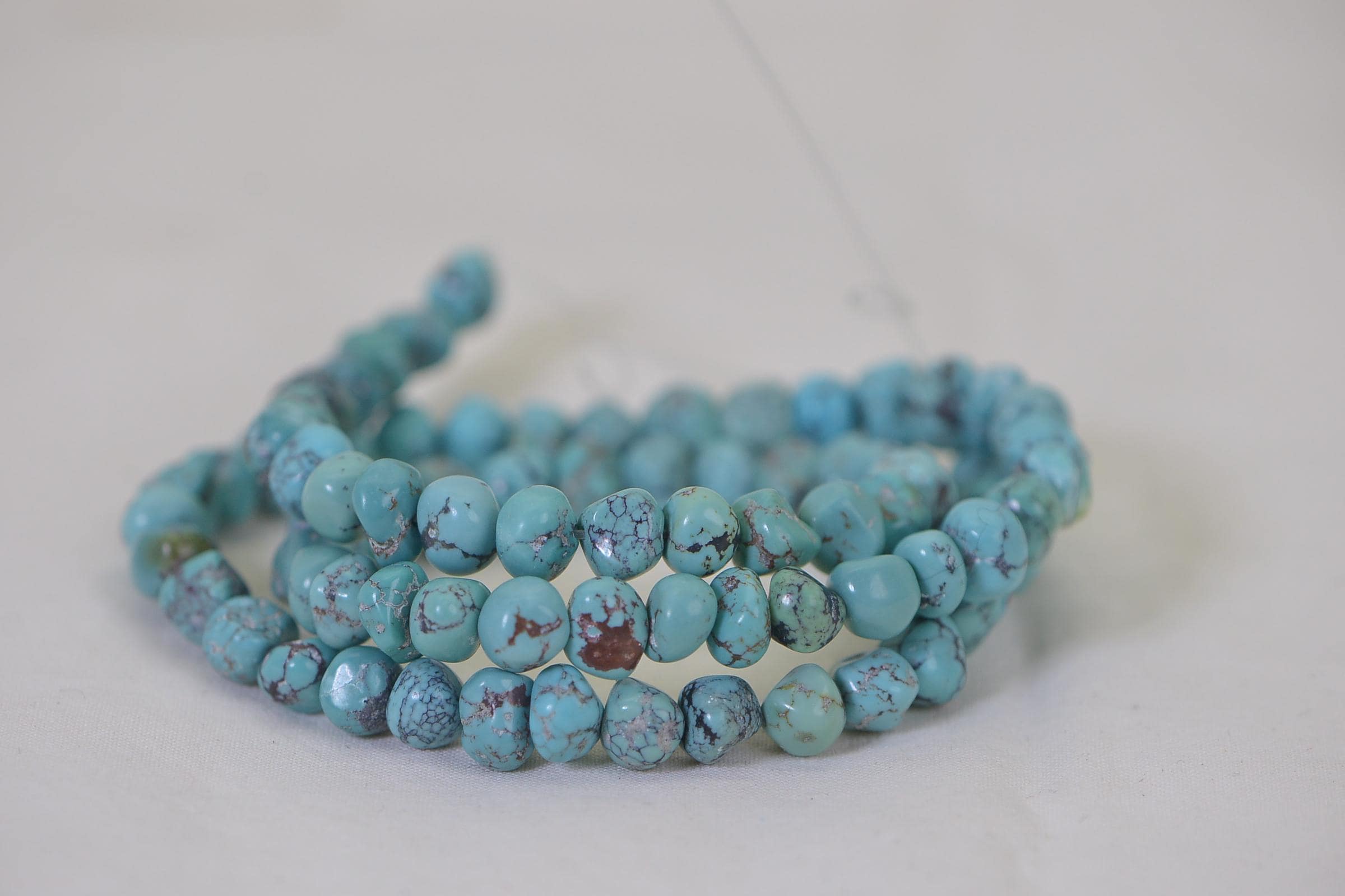 Kingman Turquoise Nugget Beads: Arizona Blue Green Gemstone, 16 Inch Strand