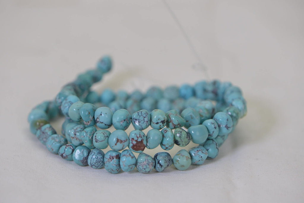 Kingman Turquoise Nugget Beads: Arizona Blue Green Gemstone, 16 Inch Strand