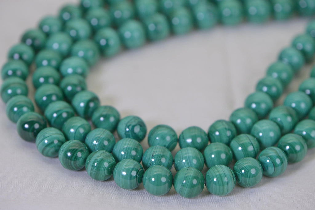 Natural Malachite 10mm Gemstone Beads: Jewelry Making Supplies