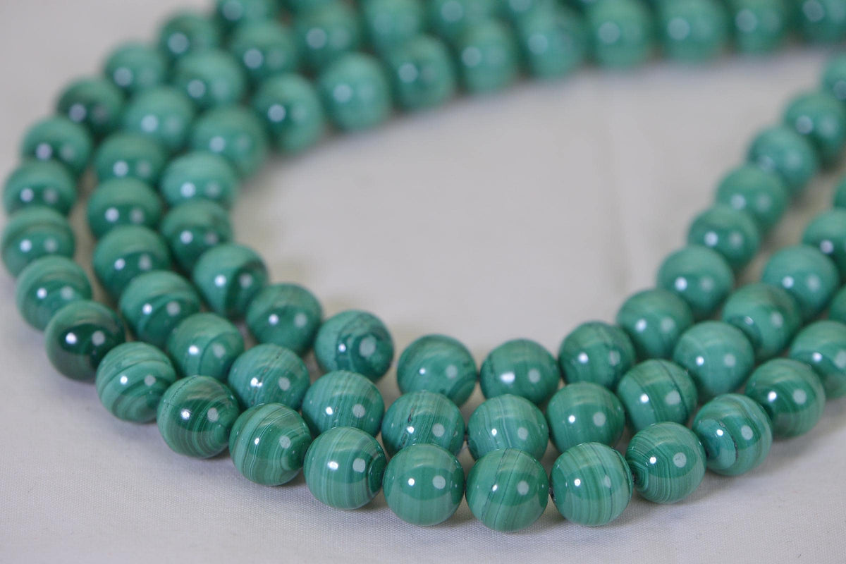 Natural Malachite 10mm Gemstone Beads: Jewelry Making Supplies