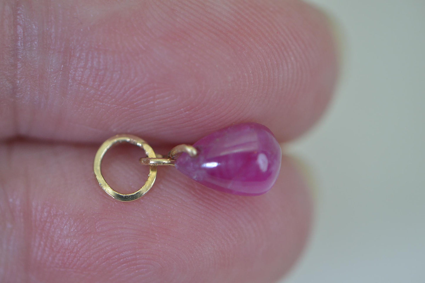 Handmade Raspberry Ruby Pendant: 14K Gold Wire Wrap, July Birthstone