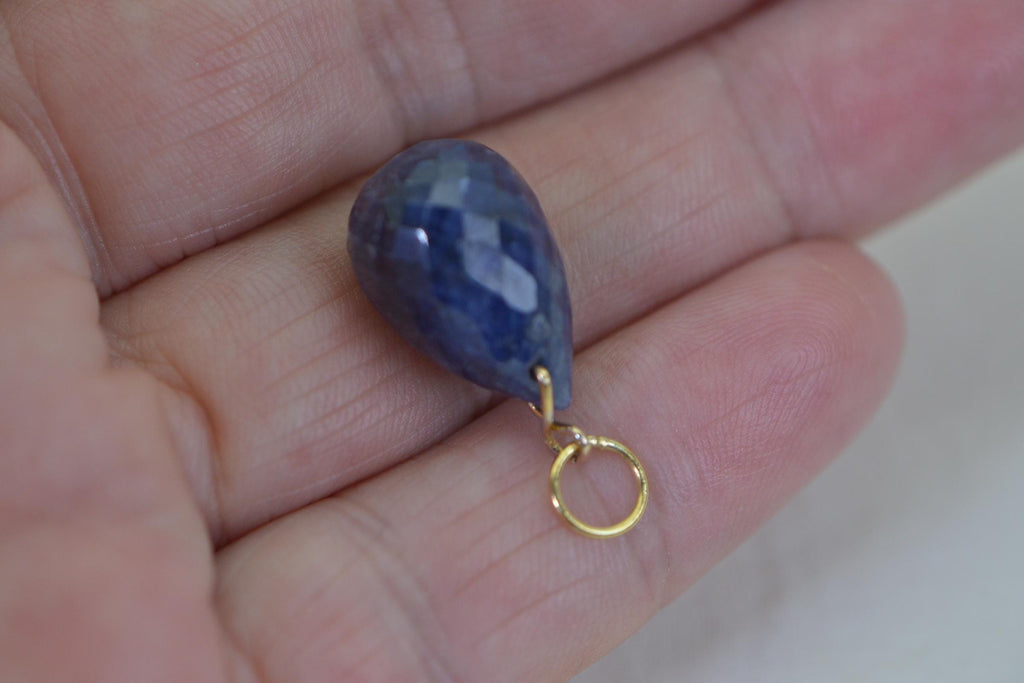 16ctw Sapphire Dark Blue Facet Large Teardrop Charm corundum sapphire