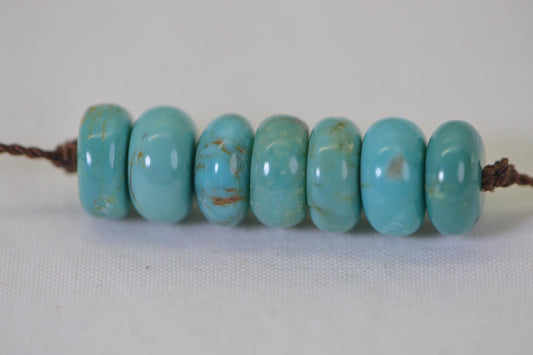 8mm Kingman Turquoise loose Beads, Disc Turquoise Beads, natural Gemstone Beads, Jewelry Making Supplies, pack of 7 Rondelle beads