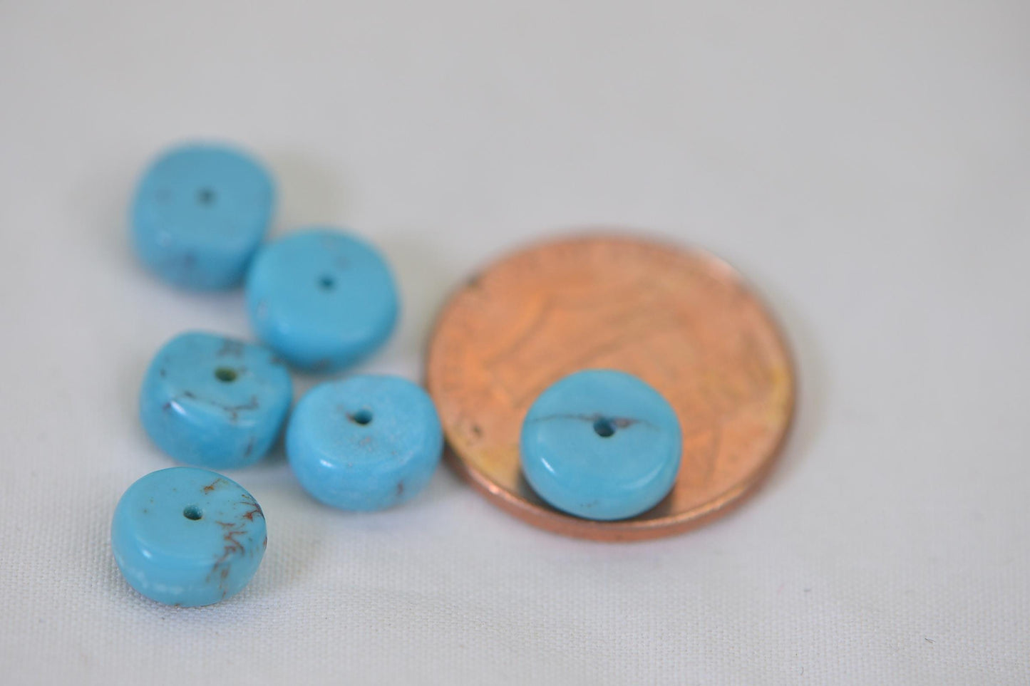 8mm Nevada Turquoise loose Beads Disc Turquoise Beads natural Gemstone Beads Jewelry Making Supplies, pack of 7 Rondelle beads