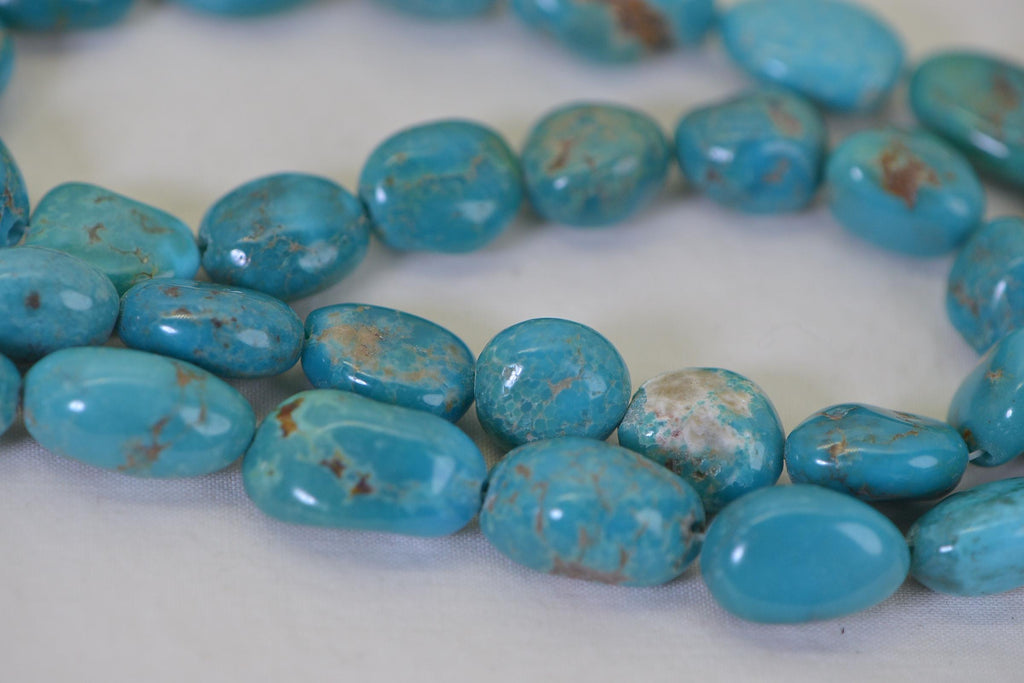 Nevada Turquoise Nugget Beads: 16" Strand, Natural Gemstone Large beads Free Form Nuggets 17mm
