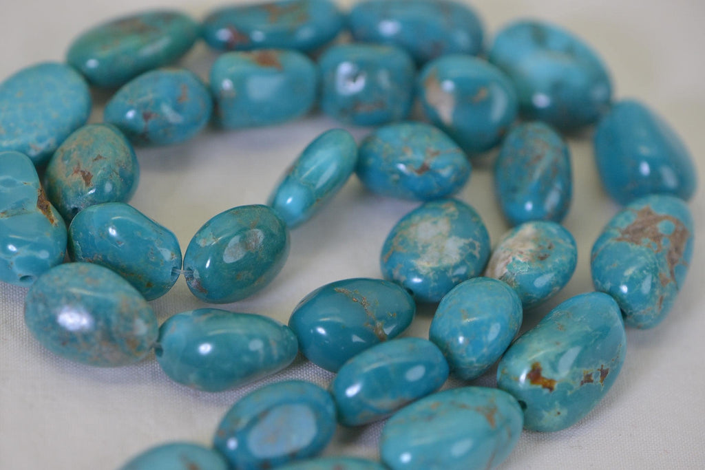 Nevada Turquoise Nugget Beads: 16" Strand, Natural Gemstone Large beads Free Form Nuggets 17mm