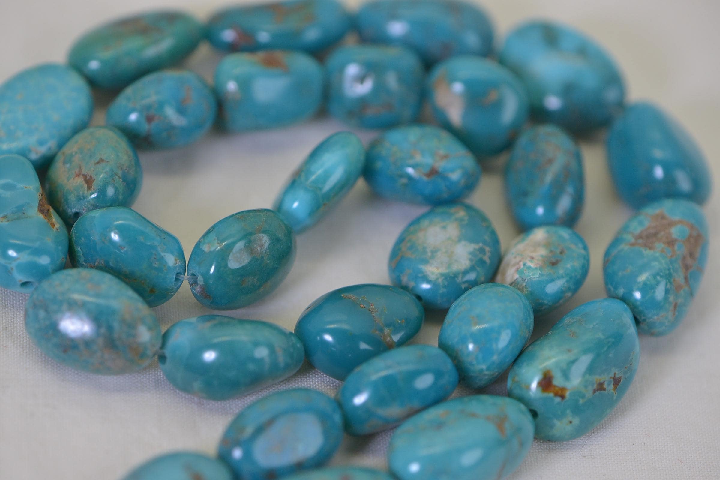 Nevada Turquoise Nugget Beads: 16" Strand, Natural Gemstone Large beads Free Form Nuggets 17mm