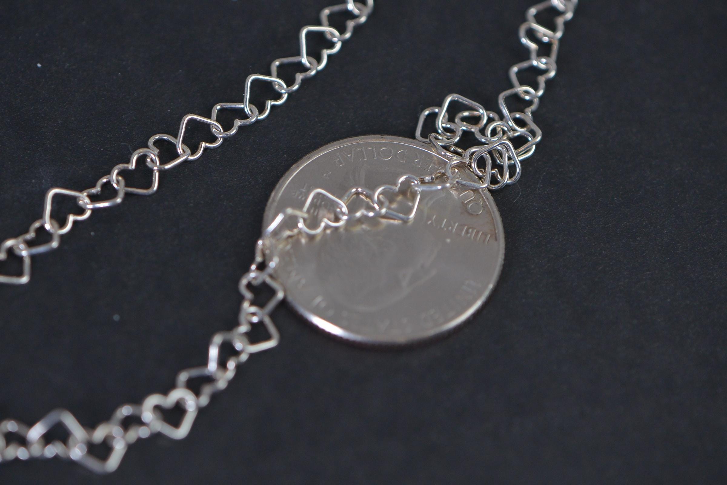 Sterling Silver Heart Link Chain: Italian Necklace Supplies