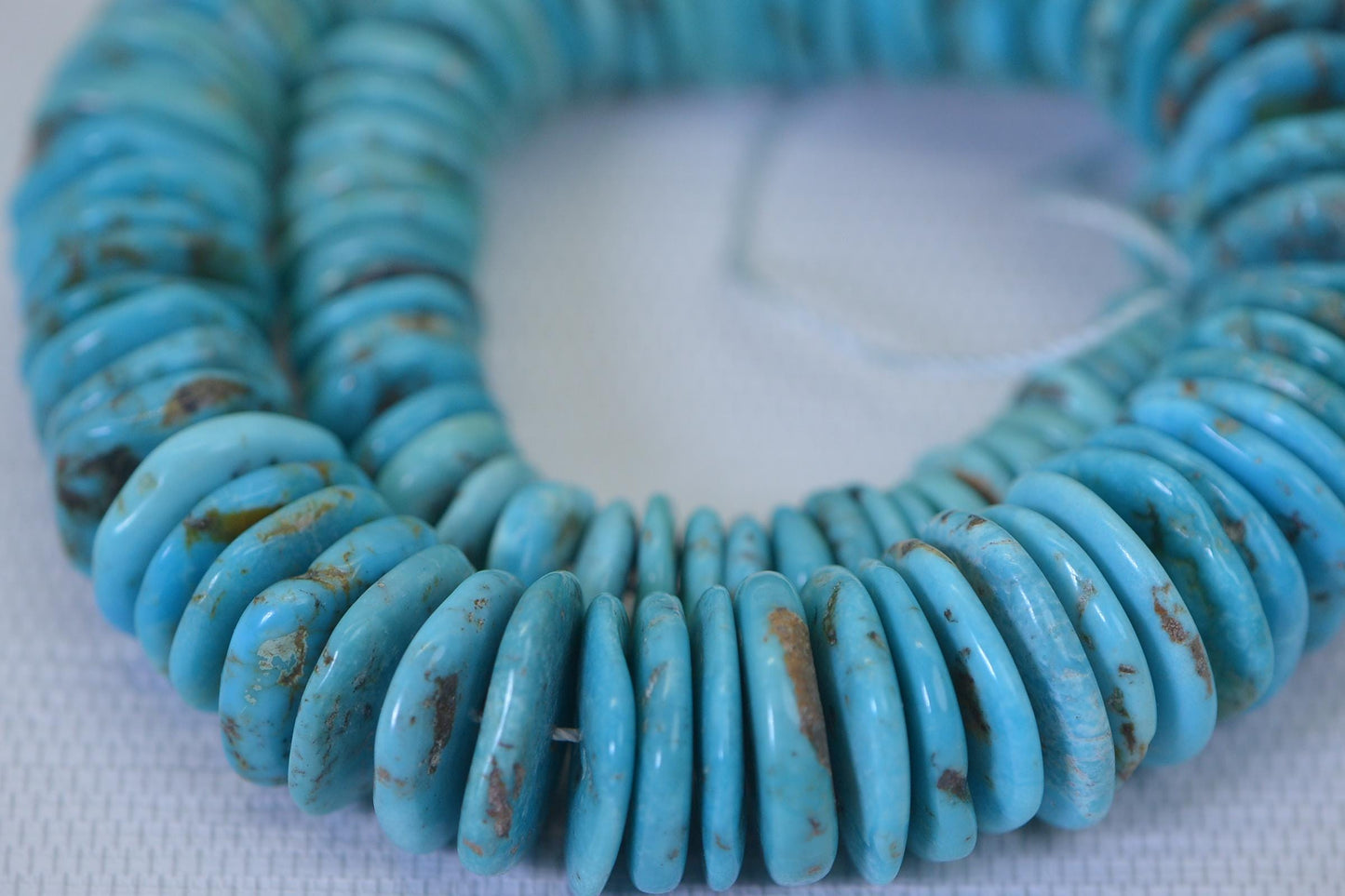 Kingman Turquoise 20mm Large Disc Bead Strand: Arizona Blue Gemstone Necklace Supply