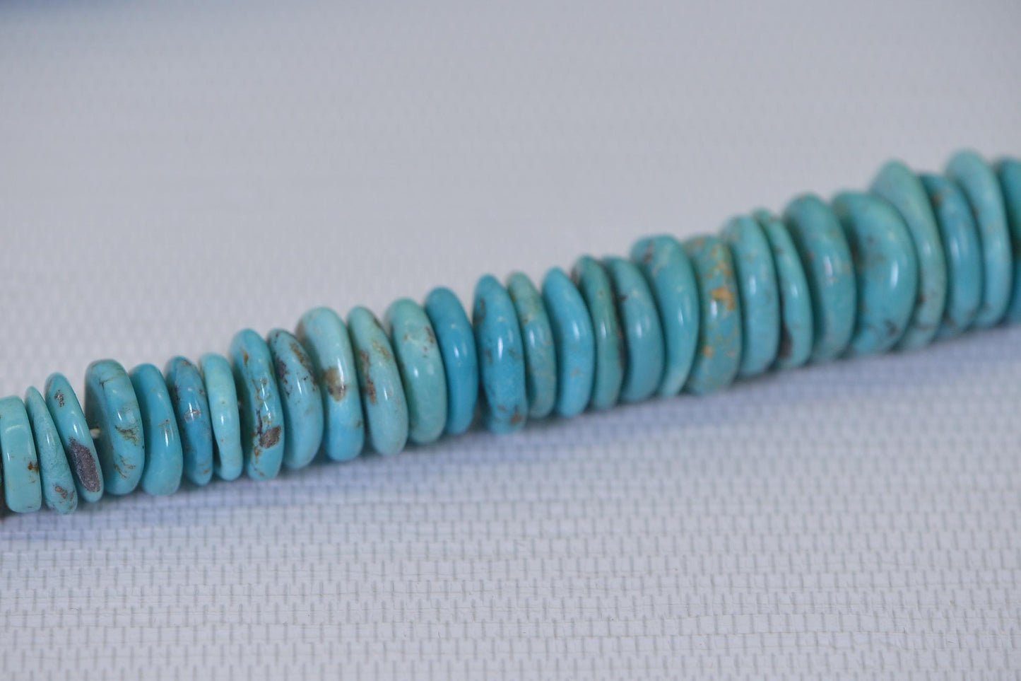 Kingman Turquoise 20mm Large Disc Bead Strand: Arizona Blue Gemstone Necklace Supply