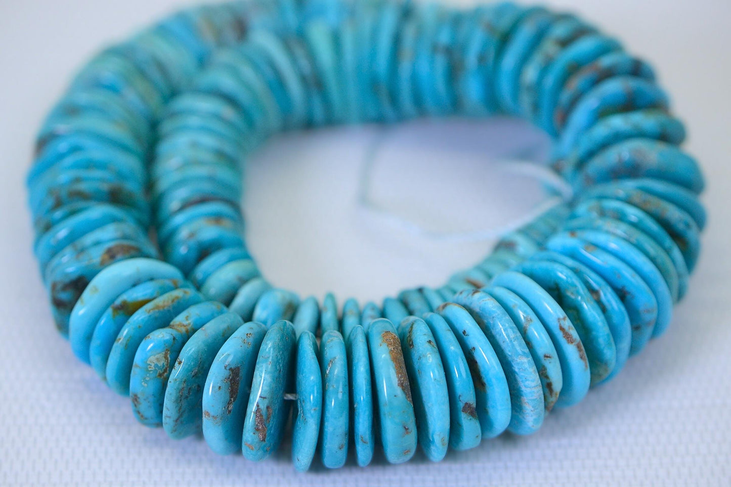 Kingman Turquoise 20mm Large Disc Bead Strand: Arizona Blue Gemstone Necklace Supply