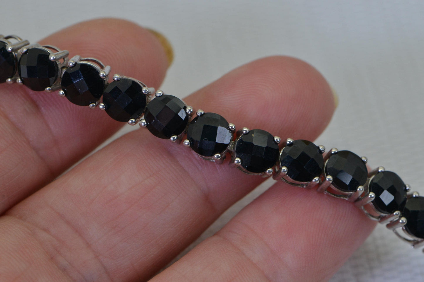 Black Diamond Tennis Bracelet in  925 Sterling Silver Multi Stone Bracelet Vintage Jewelry