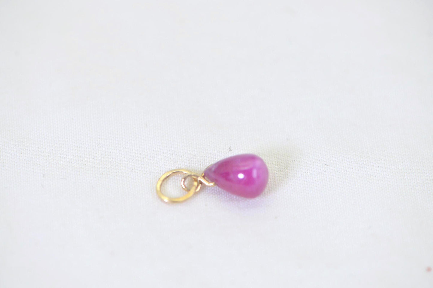 Handmade Raspberry Ruby Pendant: 14K Gold Wire Wrap, July Birthstone