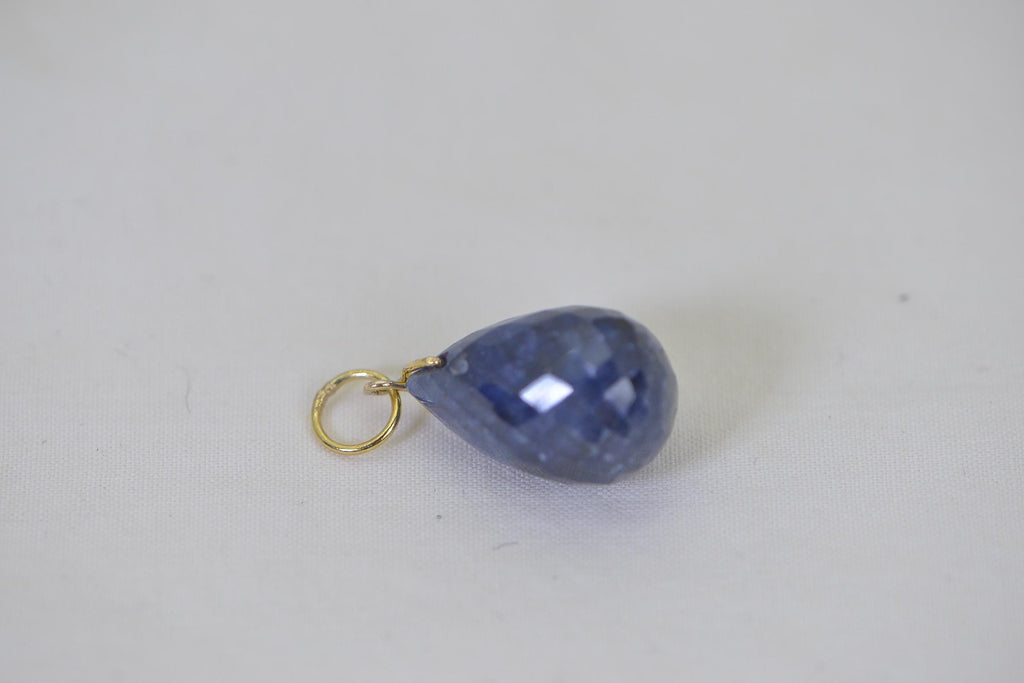 16ctw Sapphire Dark Blue Facet Large Teardrop Charm corundum sapphire
