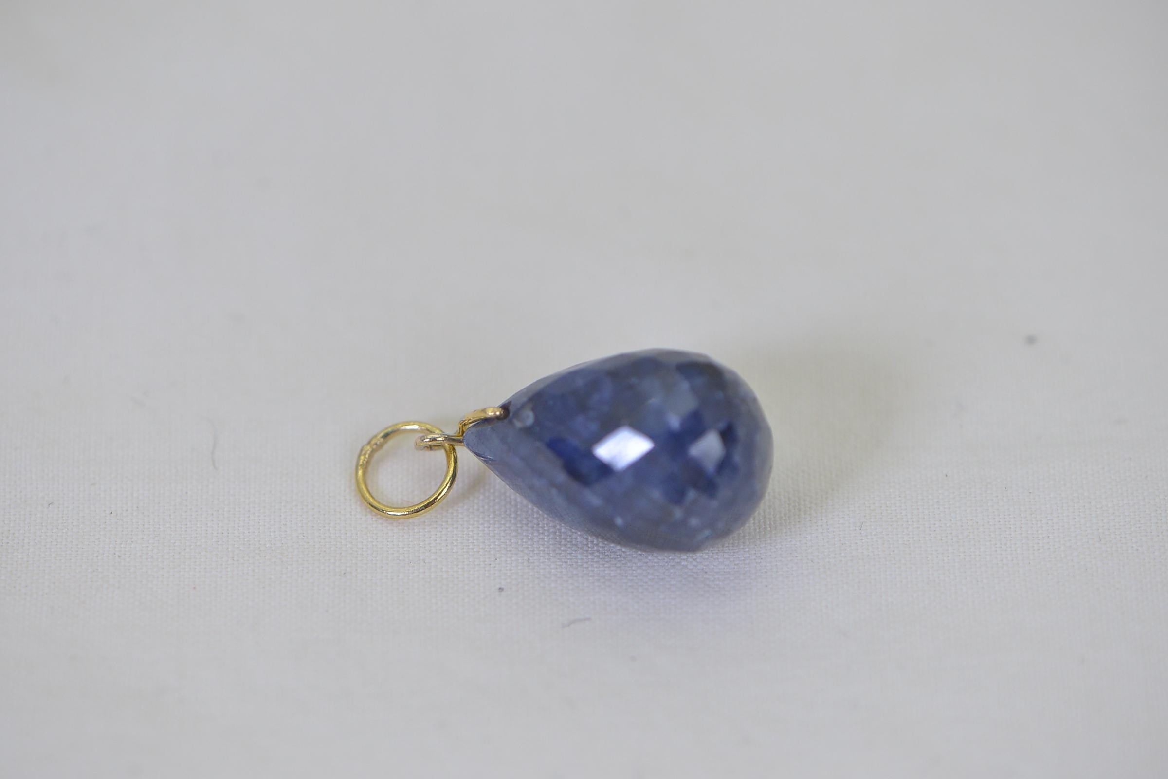 16ctw Sapphire Dark Blue Facet Large Teardrop Charm corundum sapphire