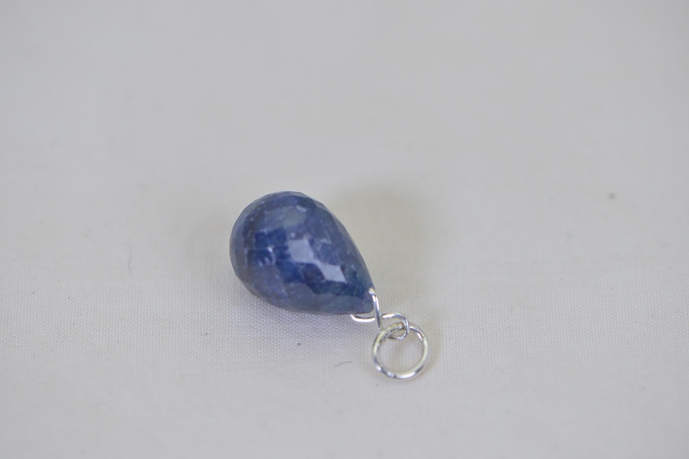 16ctw Sapphire Dark Blue Facet Large Teardrop Charm corundum sapphire