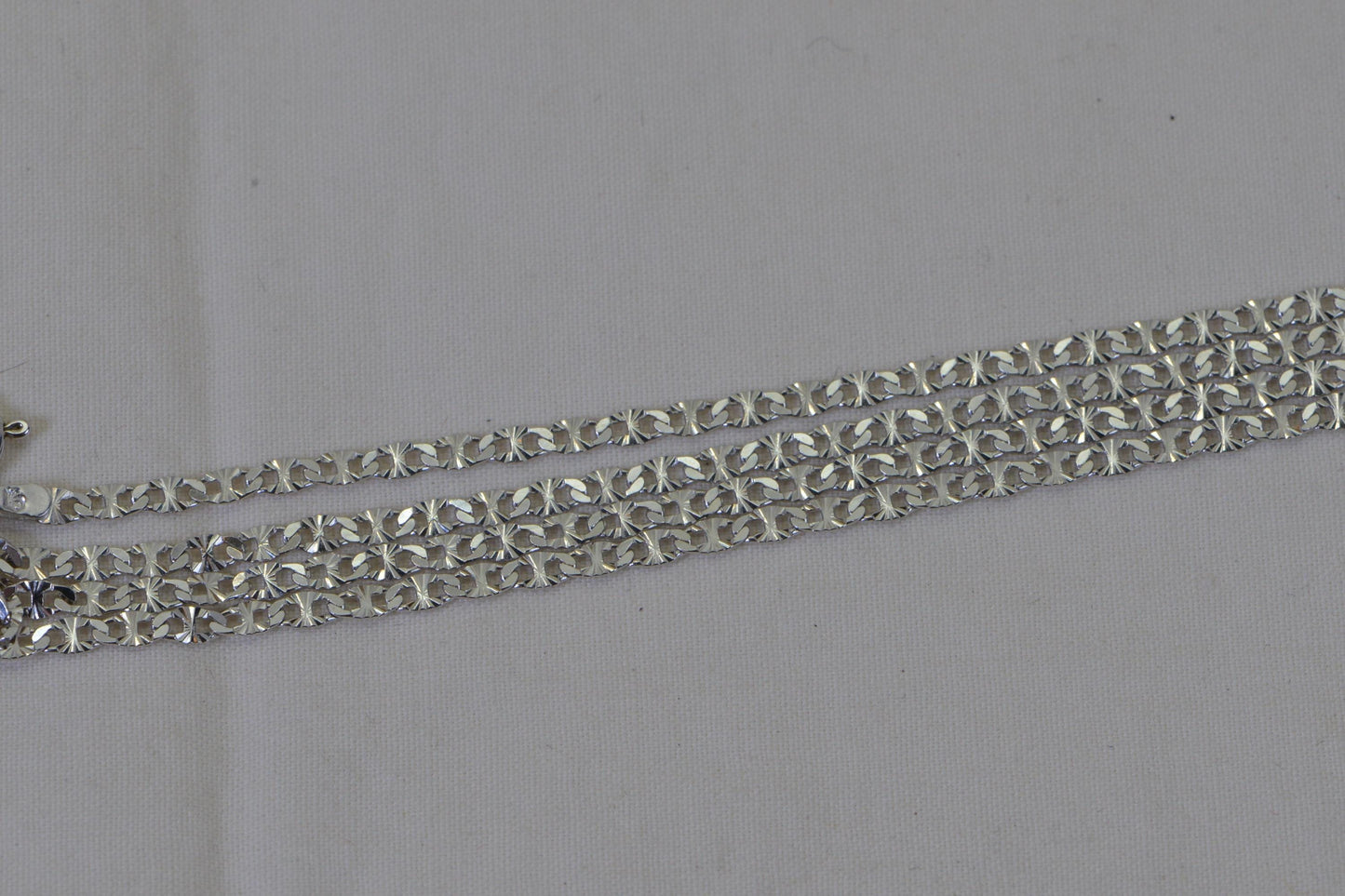 14K White Gold Over Sterling Silver Chain  Diamond Cut Flat Anchor Link