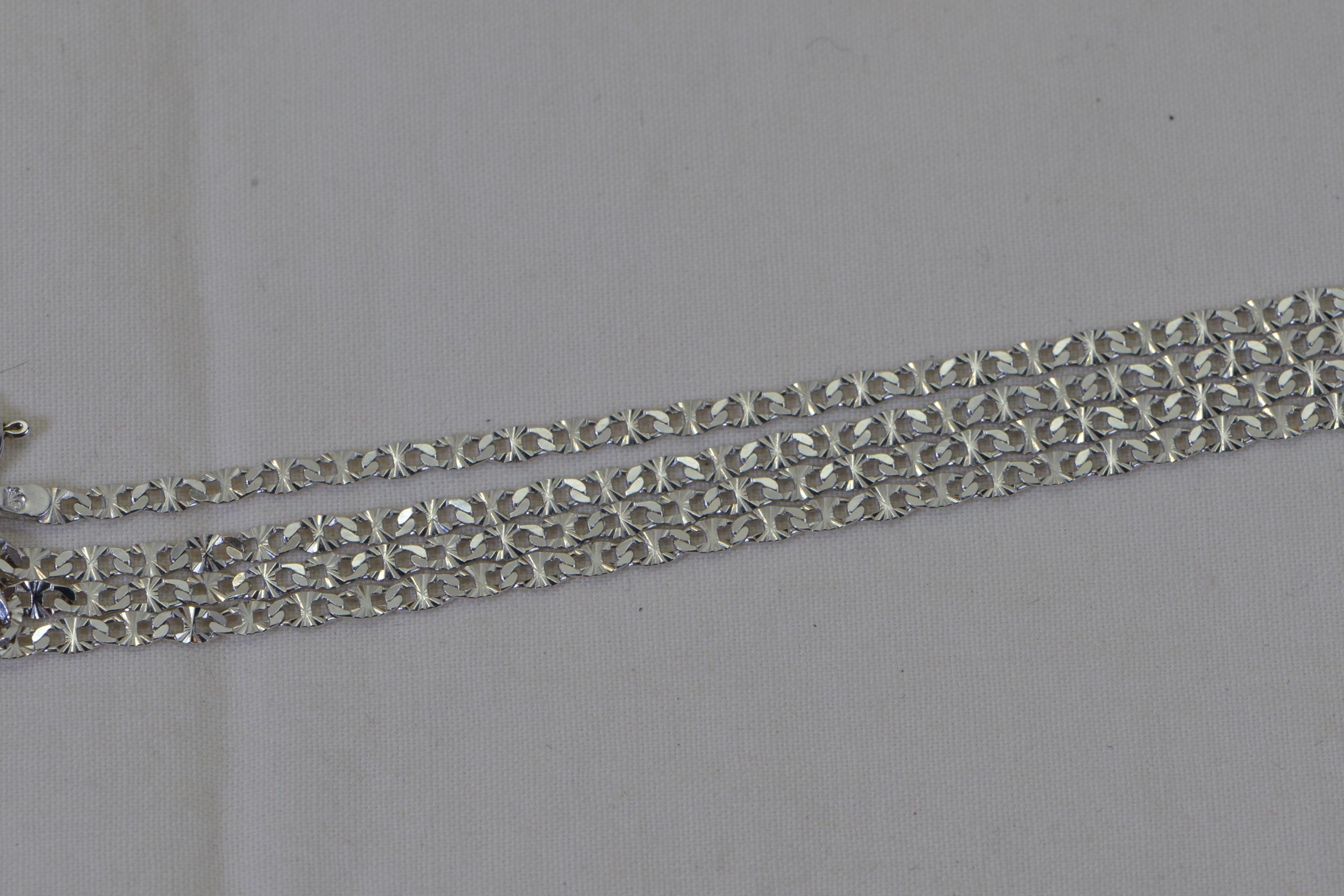14K White Gold Over Sterling Silver Chain  Diamond Cut Flat Anchor Link
