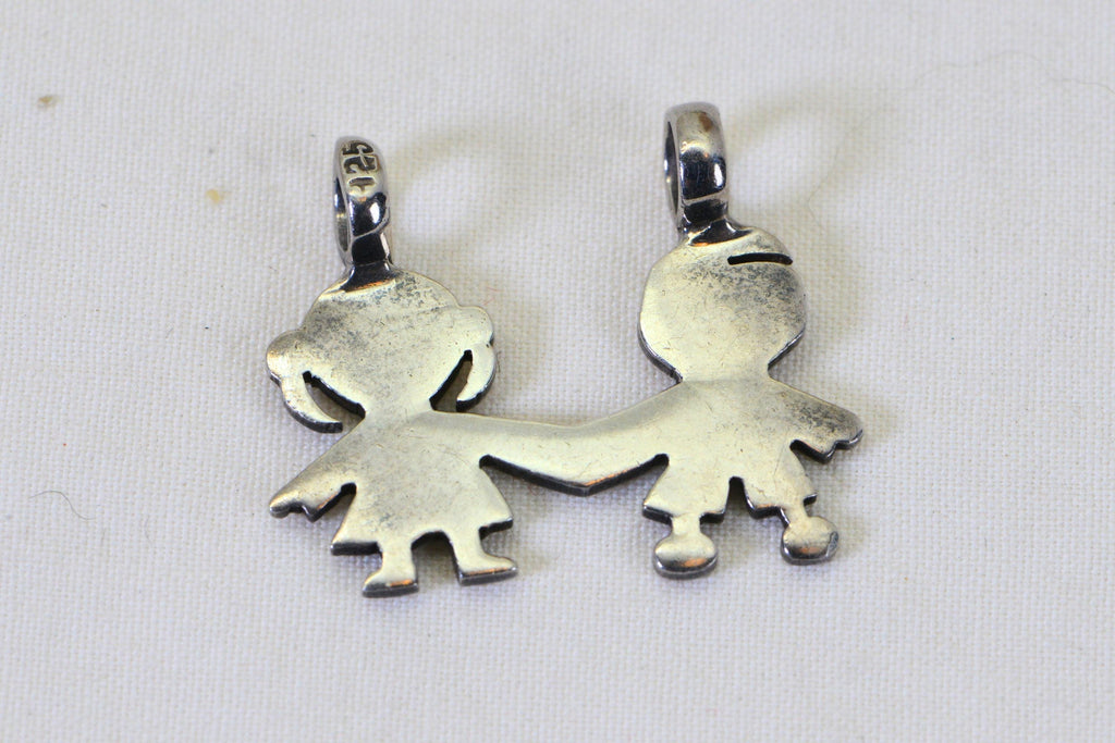 Tous Silver Sweet Dolls Pendant Boy and Girl  holding hands