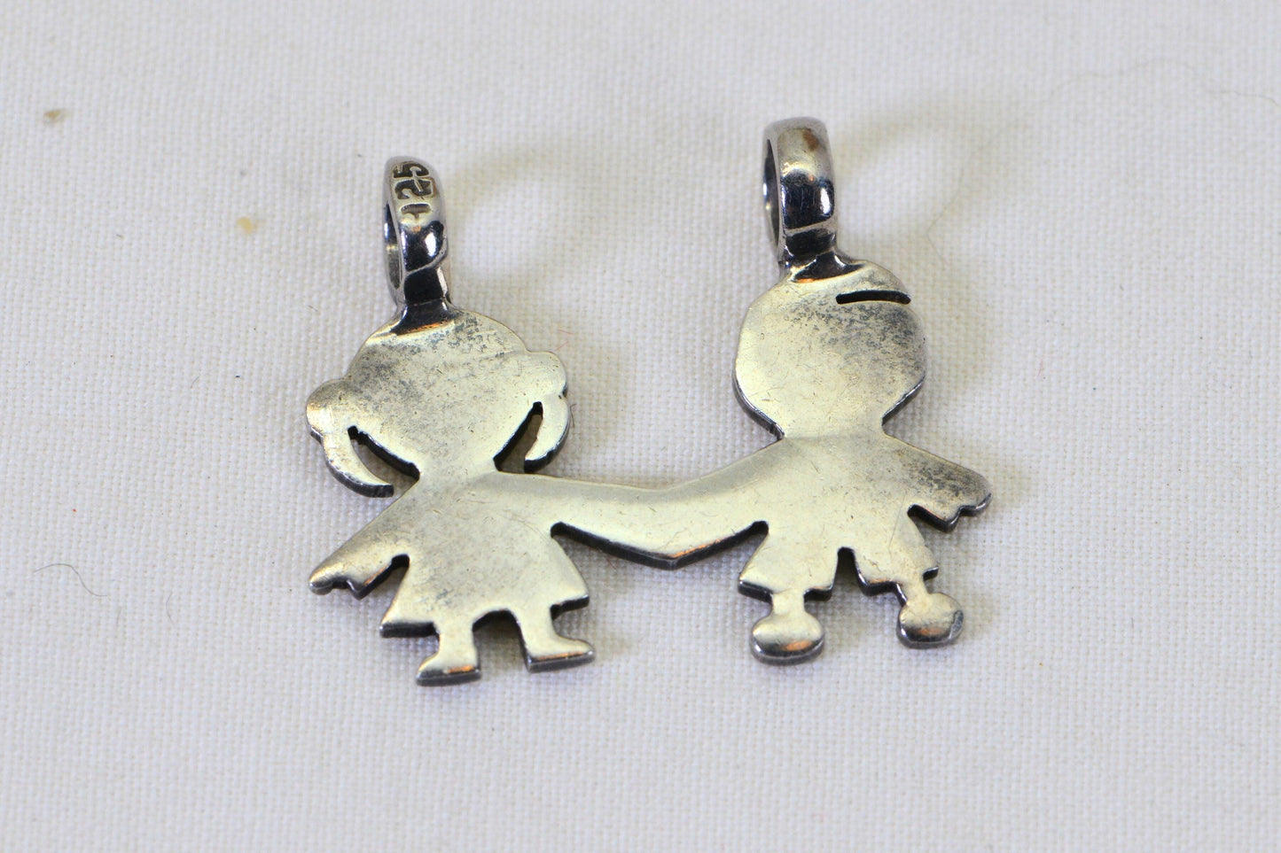 Tous Silver Sweet Dolls Pendant Boy and Girl  holding hands