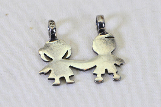 Tous Silver Sweet Dolls Pendant Boy and Girl  holding hands