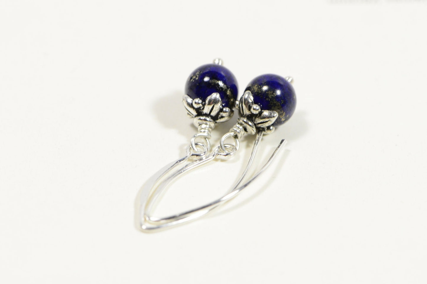 Lapis Lazuli Drop Earrings: Sterling Silver V-Wire, Gemstone Jewelry